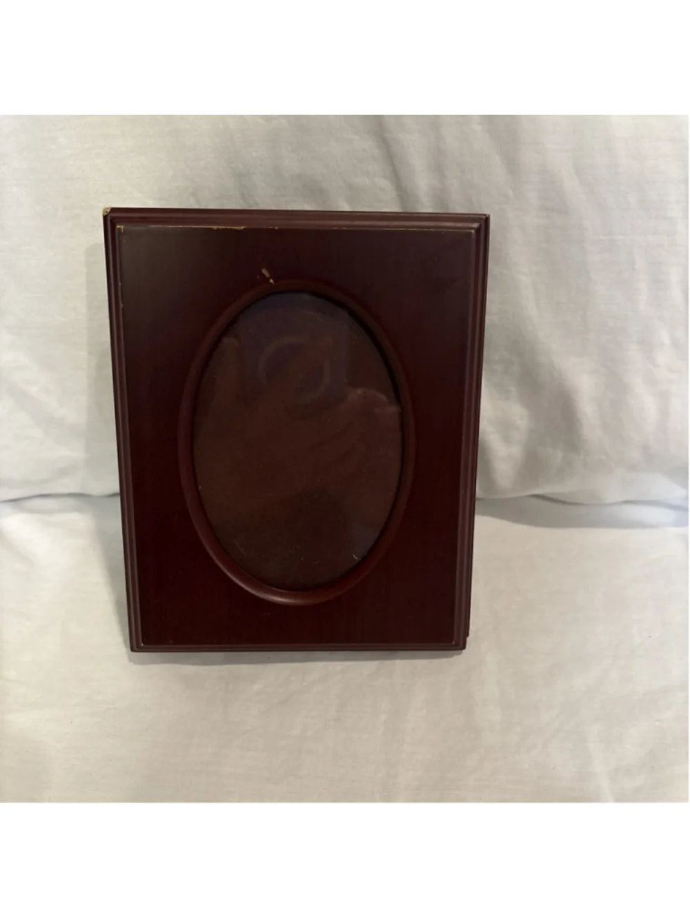 Vtg Mahogany Wood Tabletop Picture Frame Book Oval 5x7